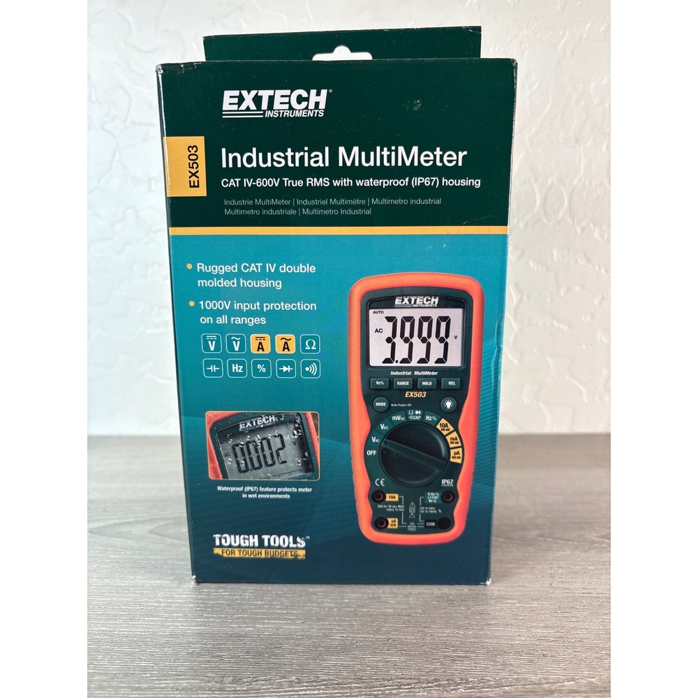 Extech EX503 Industrial MultiMeter True RMS Waterproof IP67 CAT‎ IV-600V NEW
